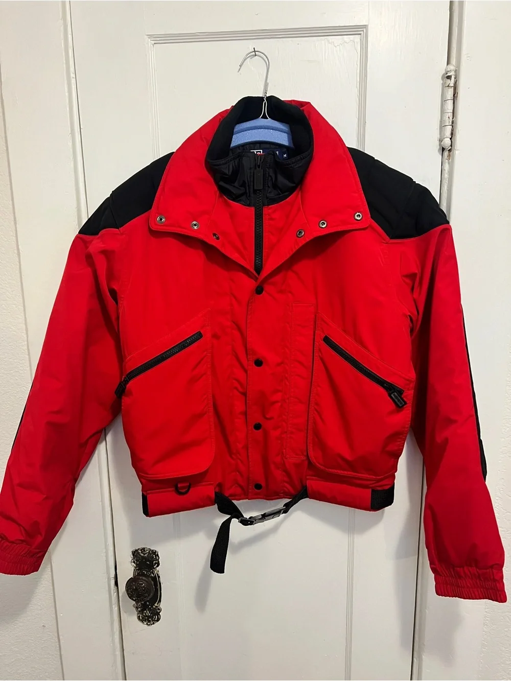 POLO RALPH LAUREN Hi Tech Vintage 90’s Neoprene Padded Ski Motorcycle Jacket RED - Picture 8 of 14